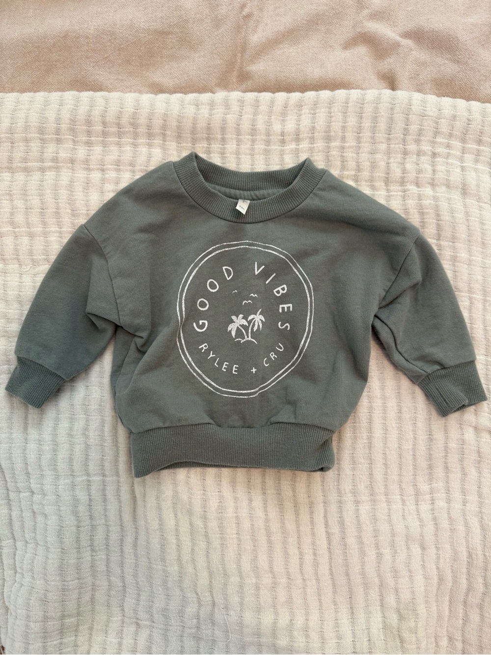 Rylee + Cru Olive 'Good Vibes' Crewneck Sweatshirt